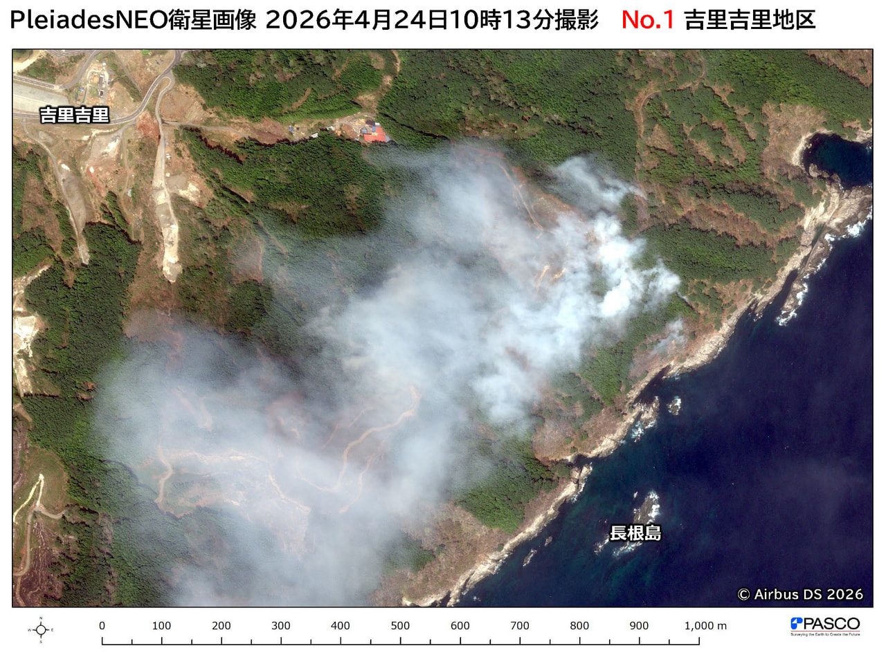 2026年4月 岩手県大槌町の山林火災 - 災害緊急撮影｜株式会社パスコ