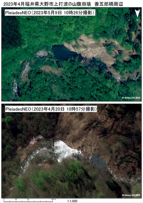 2023年4月 福井県大野市の山腹崩壊 - 災害緊急撮影｜株式会社パスコ
